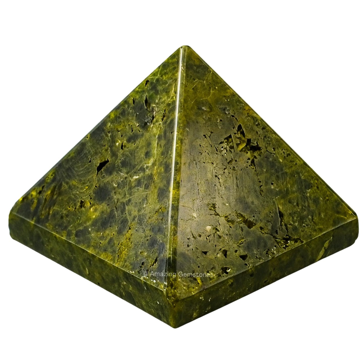 Amazing Gemstone Green Tourmaline in Matrix Pyramid Crystal Healing Stones - 1.5" Great Pyramid Figurine of Natural Stone Pyramid for Meditation, Reiki, Chakra Balancing and Crystal Pyramids Grid