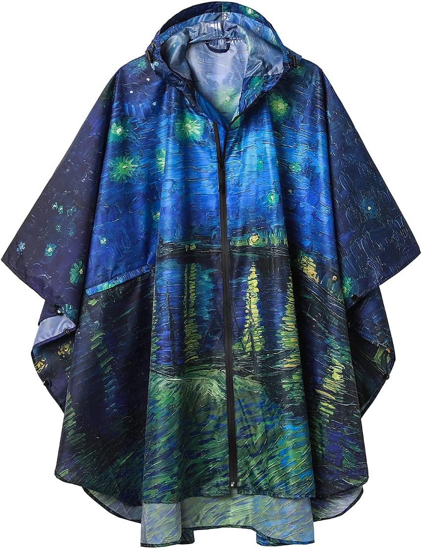SaphiRose Rain Poncho Jacket Coat Hooded for Adults with Pockets