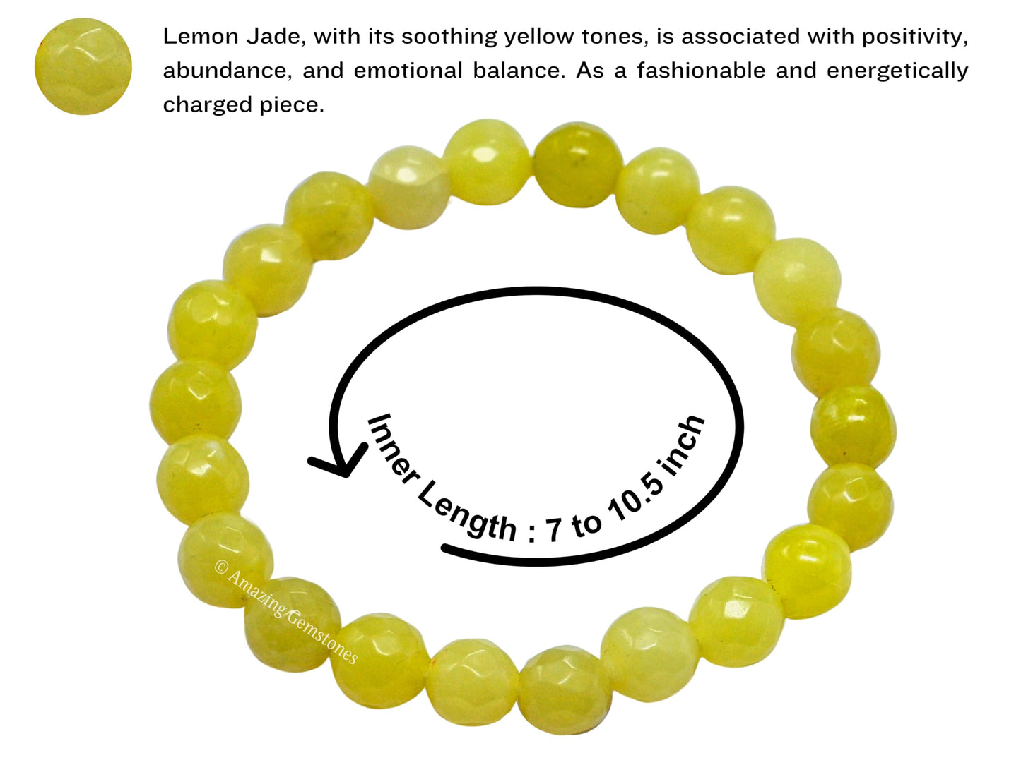 Amazing Gemstone Lemon Jade Bracelet for Women - Chakra Mens Bracelet Protection Crystals&Healing Stones - Bracelet Spiritual Meditation Gift Christmas Stocking Stuffers (Faceted Beaded Bracelet)