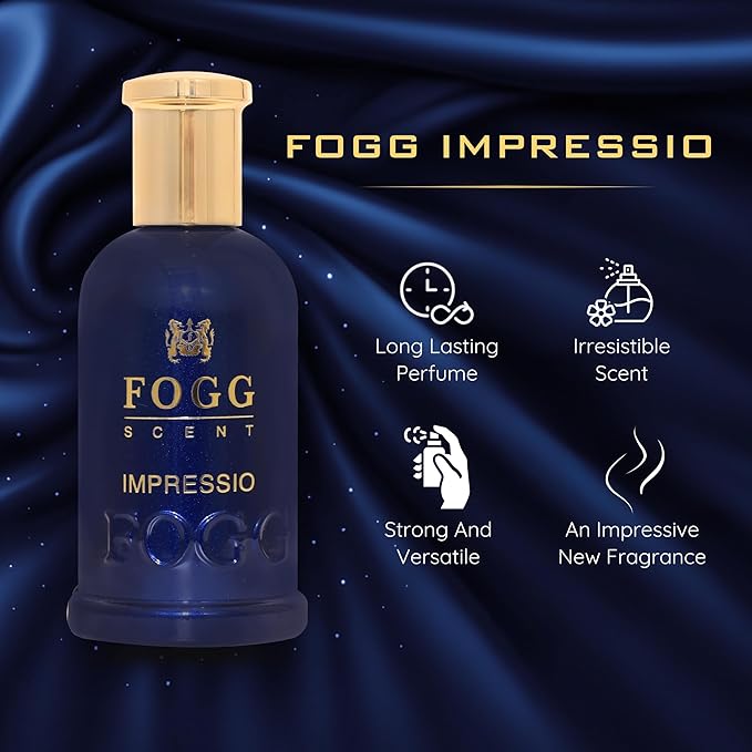 Fogg Scent Impressio Eau de Parfum for Men | Fresh Woody Aromatic Perfume | Daily Wear Fragrance with Green Apple & Bergamot | Long Lasting EDP | 3.38 oz (100 ml)