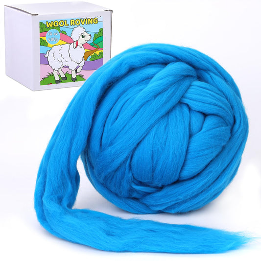 QMNNMA Wool Roving 0.88 lb (14.1 Ounces), Colored Natural Wool Roving for Spinning, Soft Chunky Yarn for Wool Felting, Felting Pad, Felting Supply, Wool Yarn Bulk, Carded Stuffing