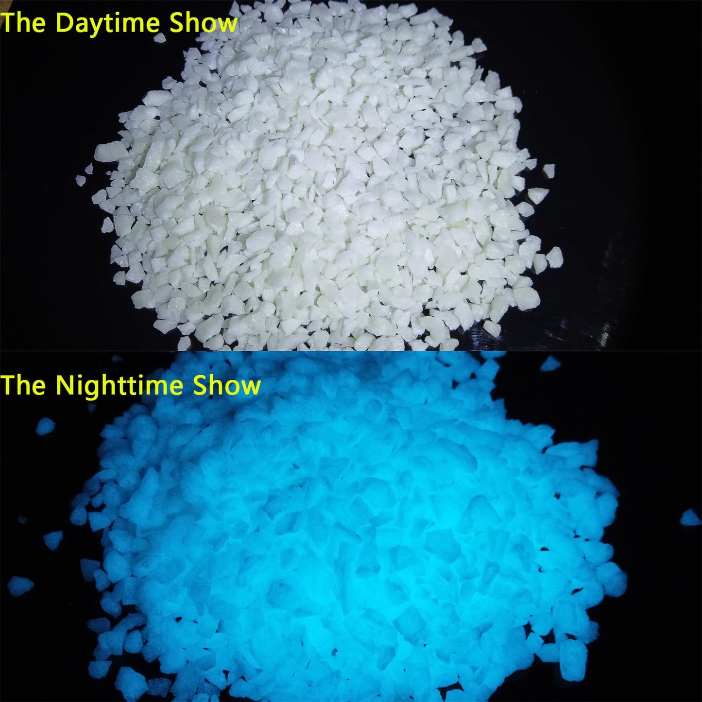 TWINKLING Glow in The Dark Gravel,Crushed Glass, Broken Glass Glitter, Glow in The Dark Stones Chips for DIY Resin Art Epoxy Crafts, Nail Art, Jewelry Making, Aquarium Decor, 3-5mm(200g) (Sky Blue)