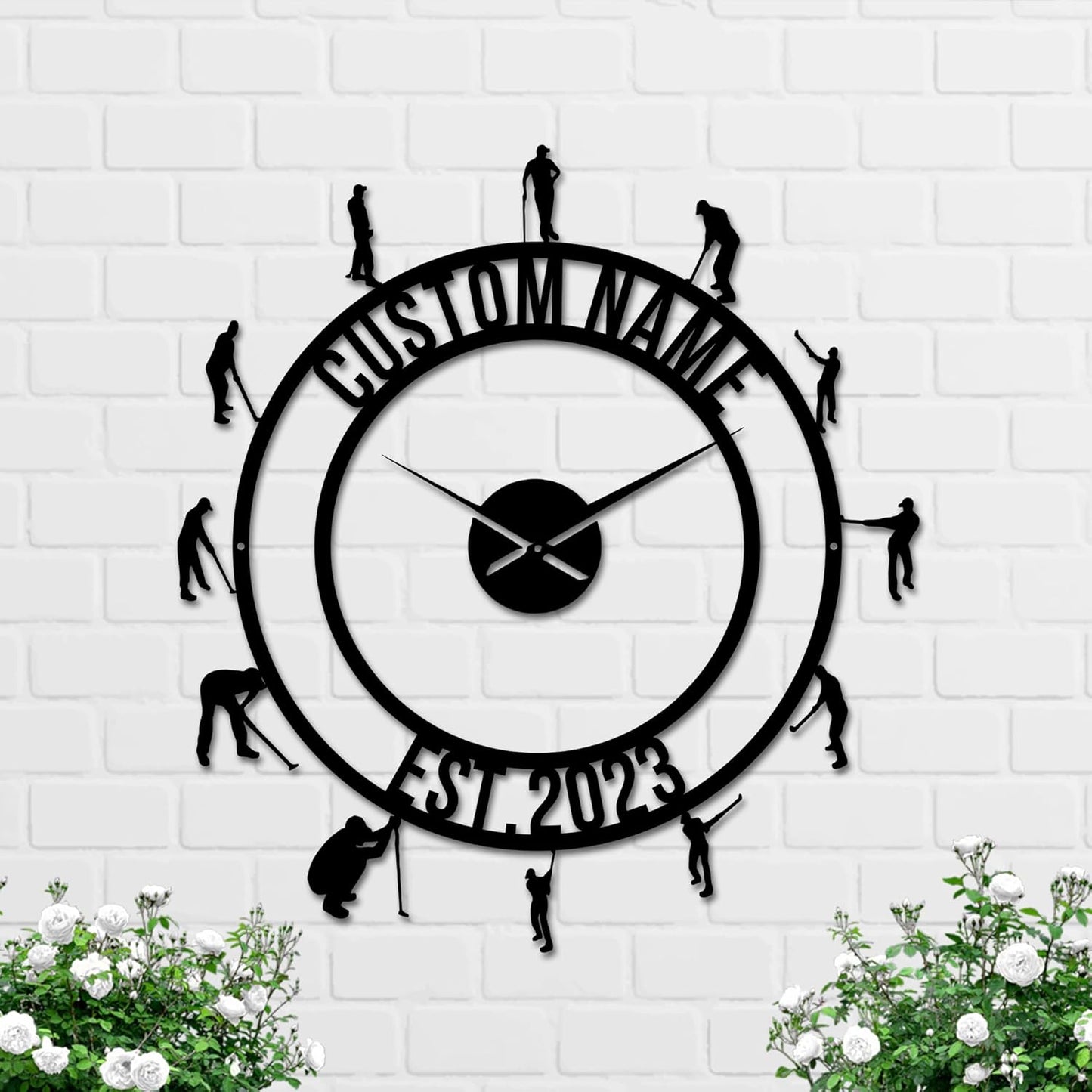 Custom Golfer Wall Clock Metal, Personalized Golf Wall Art Metal Signs with Name and Year, Gifts for Golfer, Golf Signs for Man Cave, Sports Wall Decor for Boys Bedroom Model-Disc11
