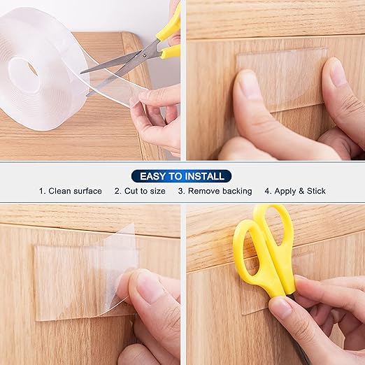 Double-Sided Tape Heavy Duty 16.5 FT x 1.18 in – Clear Removable Mounting Tape for Walls, Carpet, Rugs, Posters – Reusable, No-Residue, Indoor/Outdoor Nano Gel Grip