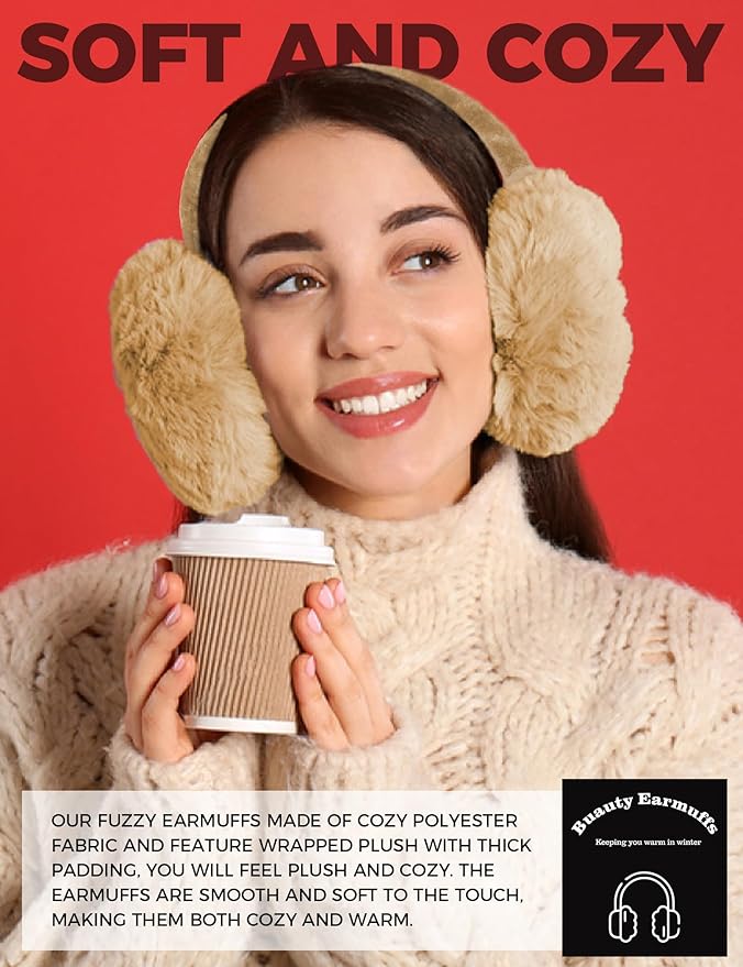 Buauty Ear Muffs Winter Women Men Soft Earmuffs Cute Ear Covers Cold Weather Fluffy Ear Warmers Headband Winter Accessories