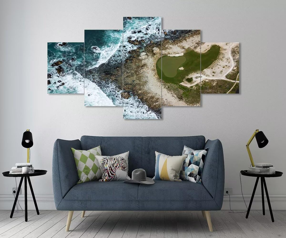 Pebble Beach Golf Course Wall Art for Living Room Bedroom Bathroom Home Decorations USA California Coast Pebble Beach Pictures Framed Artwork Canvas Prints Ready to Hang(60''W x 40''H)