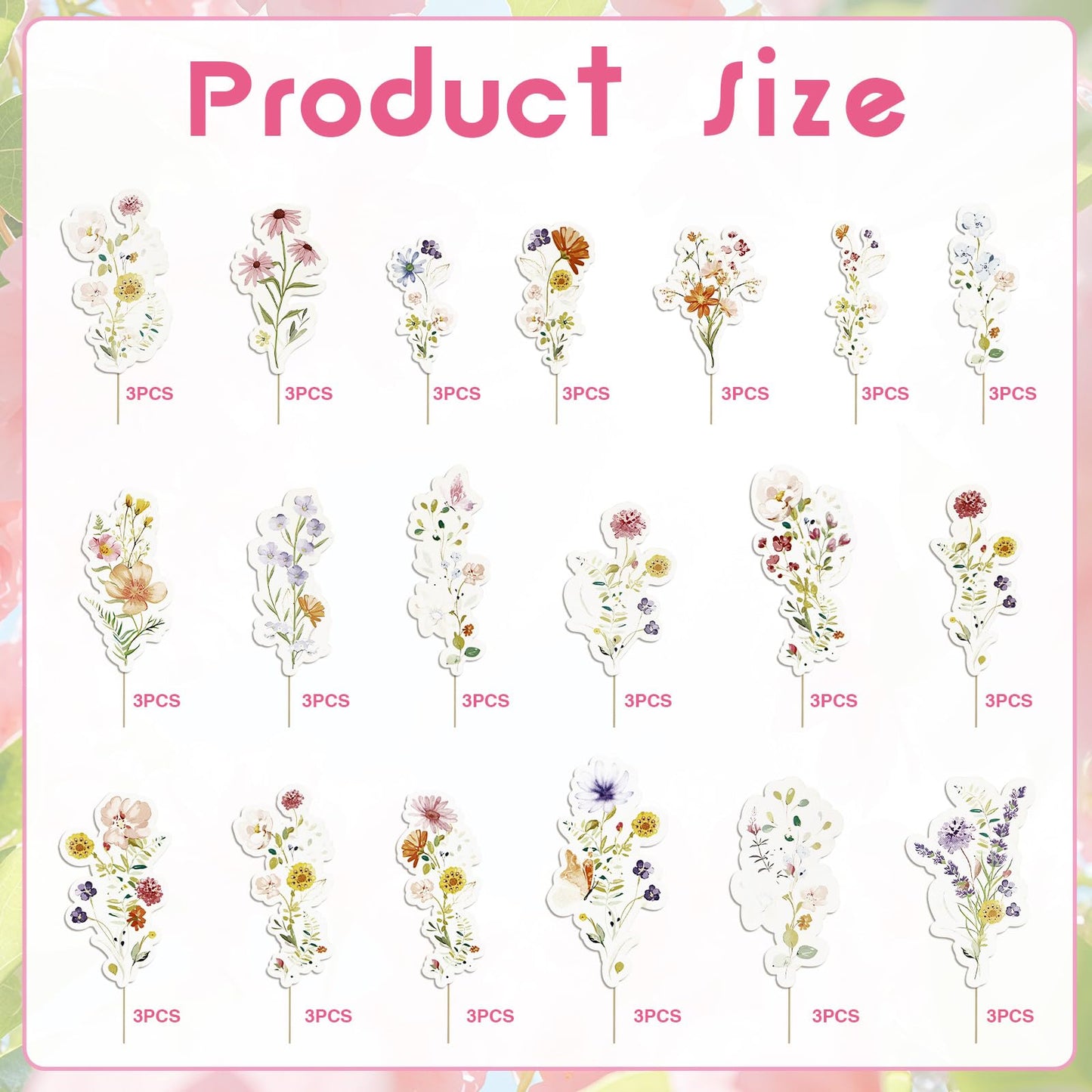 VXXOFXWM 84 Pcs Wildflower Cupcake Toppers,Flower Birthday & Baby in Bloom Baby Shower Cake Decorations for Floral Garden Fairy Party