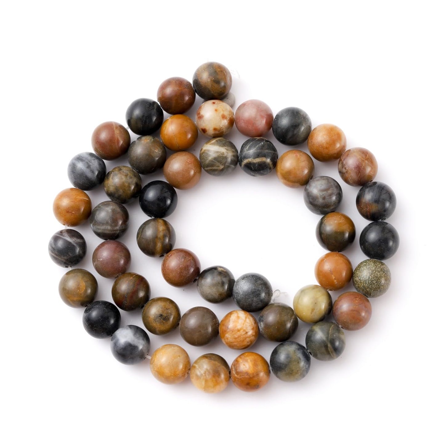 8mm 45pcs DIY Natural Petrified Wood Stone Beads Round Healing Crystal Gemstone Loose Beads for Jewelry Making Handmade Bracelet Necklace