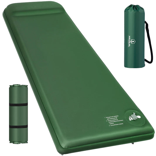 Wevelel Memory Sleeping Pad, 3.1" Ultra-Thick Foam Sleeping Mats for Camping, Easy Inflate&Deflate,9.5 R-Value Insulated Camping Mattress Pad with Pillow, for Car Travel Tent