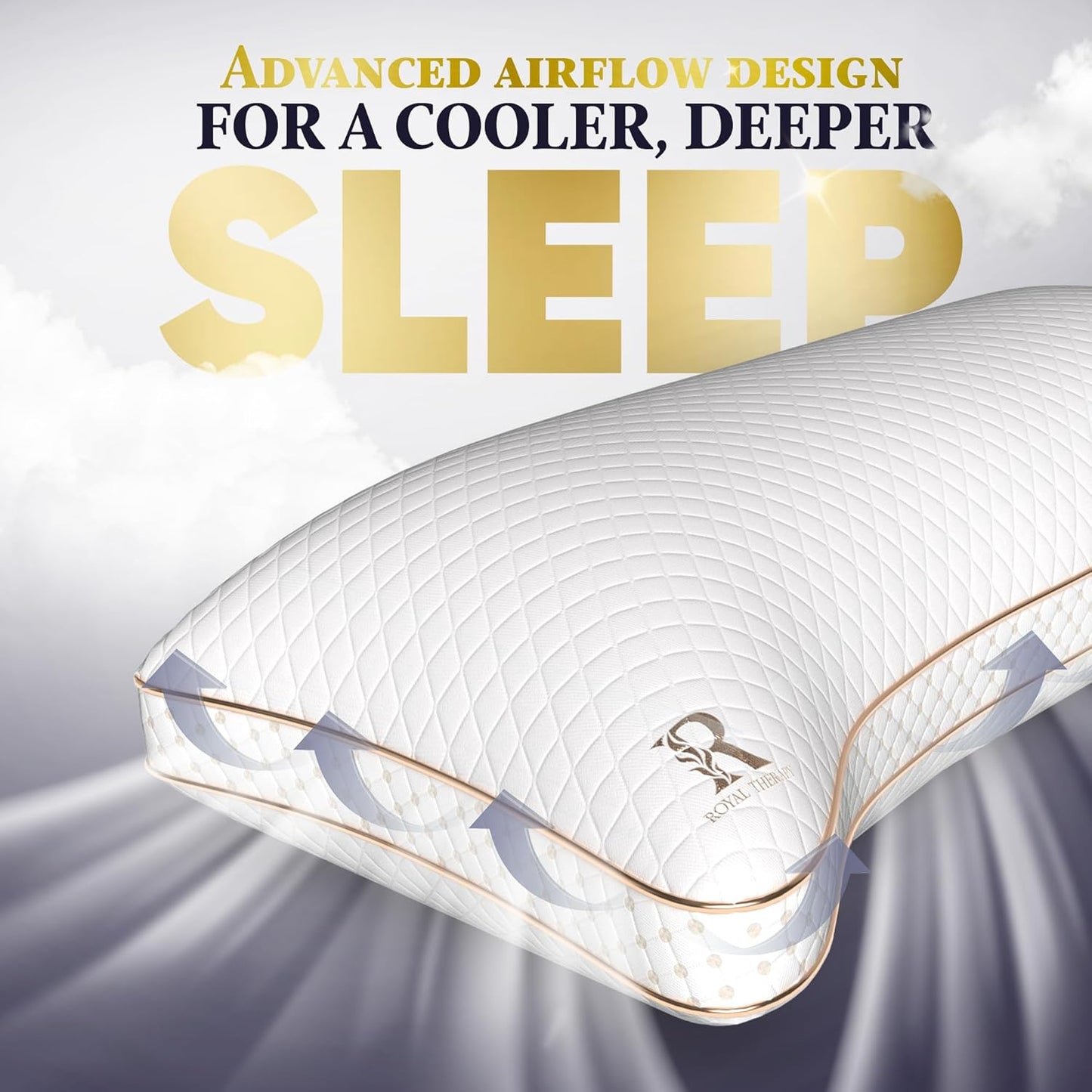Royal Therapy King 4-Pack Memory Foam Pillow, Adjustable Shredded Odor-Free Pillow for Neck & Shoulder Pain Relief, Support for Back, Stomach, Side Sleepers BioForm