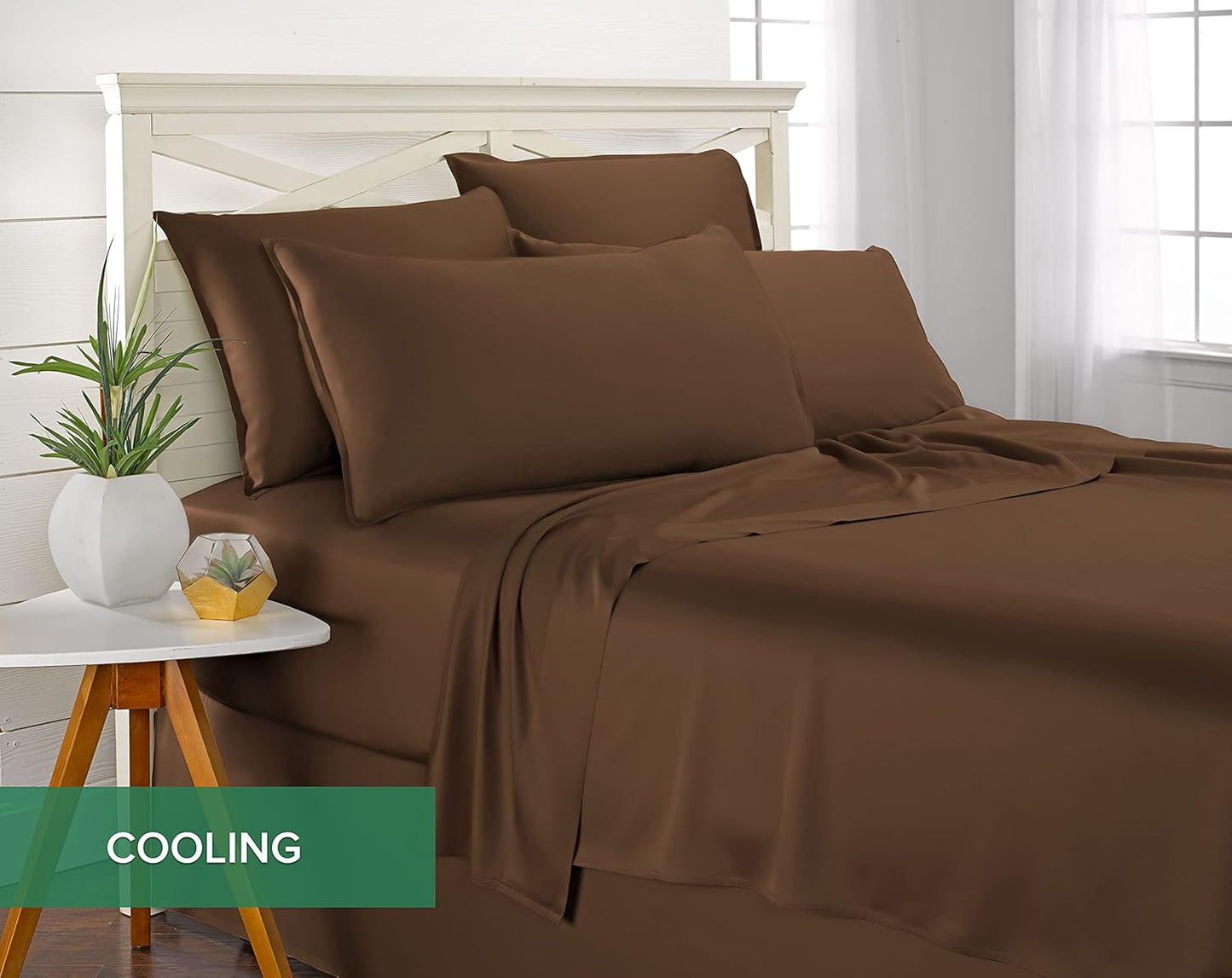 King Sheets by Pure Bamboo, Genuine 100% Organic Viscose Derived from Bamboo Bed Sheet Set, Luxuriously Soft & Cooling, Double Stitching, Lifetime Quality Promise (King, Coconut Husk)