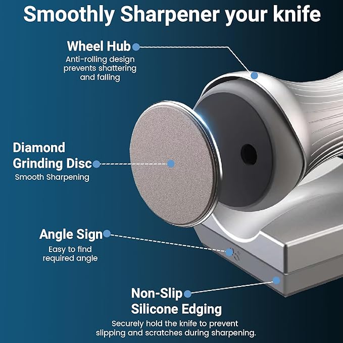 ARZEN Professional Rolling Magnetic Knife Sharpener with Anti Cut Gloves – 4 Diamond & Ceramic Discs Multi Angle Kitchen Sharpening Tool for Knives – Efficient & Precision Edge Restoration