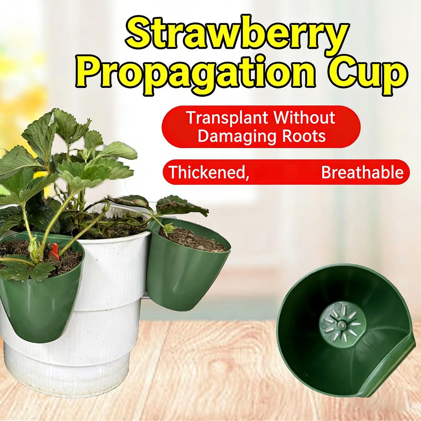 Strawberry Propagation Cups with Runner Forks Breathable Nursery Pots for Root Rot, Food Grade Greenhouse Seedling Cups for Balcony and Garden