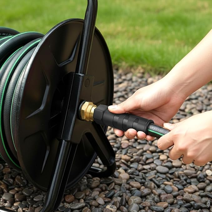 Garden Hose 25ft with 10 Function Nozzle, NON-EXPANDABLE Flexible Water Hose, Kink Resistant Lightweight Hybrid Hose, Leakproof Hose Male to Female Fittings