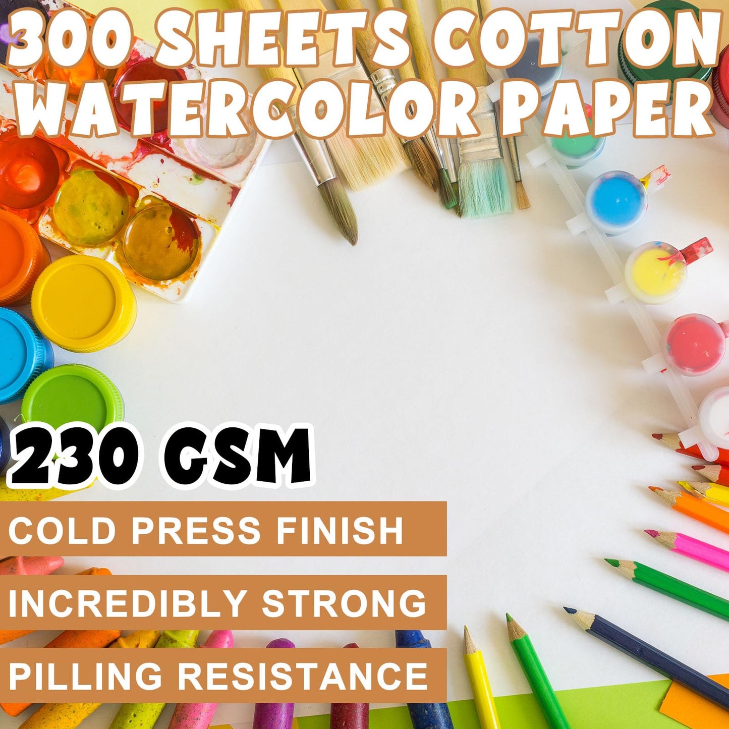 TaoBary 300 Pcs Watercolor Paper Sheet Bulk 4 x 4 Inch White Cold Press Paper Pack 110 lb 230 GSM Sketch Painting Watercolor Pad for Card Making Watercolorist Beginning Adults Drawing Craft