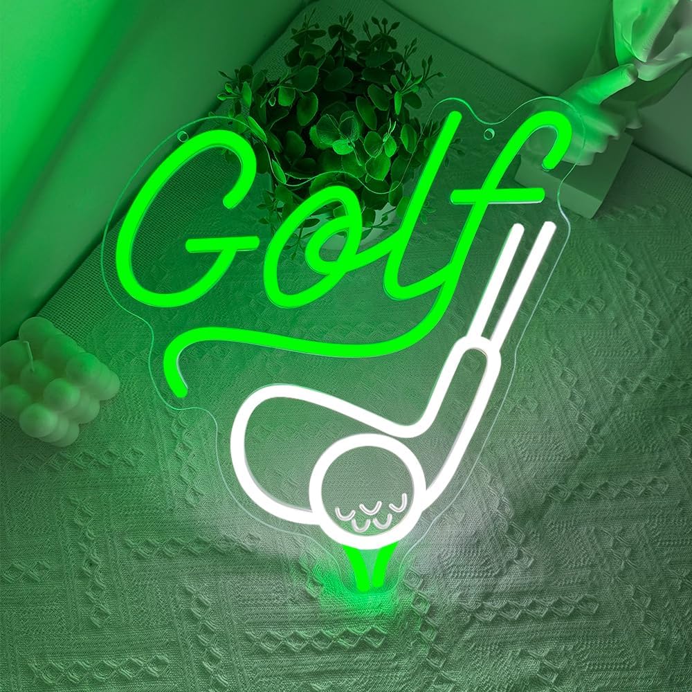 Golf Neon Sign,Sport Dimmable LED Light Signs for Wall Art Decor,Masters Golf Ball Backdrop for Bar Office Bedroom Club Party Man Cave,Gift for Men Women USB Powered（12.3"*11.9"）