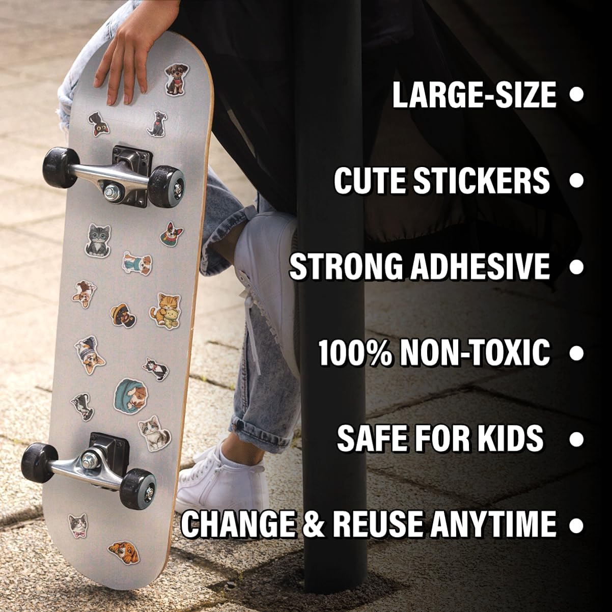 Cute Dog and Cat Stickers Pack for Kids Teens Animal Lovers Vinyl Waterproof Laptop Water Bottle Journal Scrapbook Planner 108Pcs Mixed Cartoon Pet Designs Bumper Motorcycle