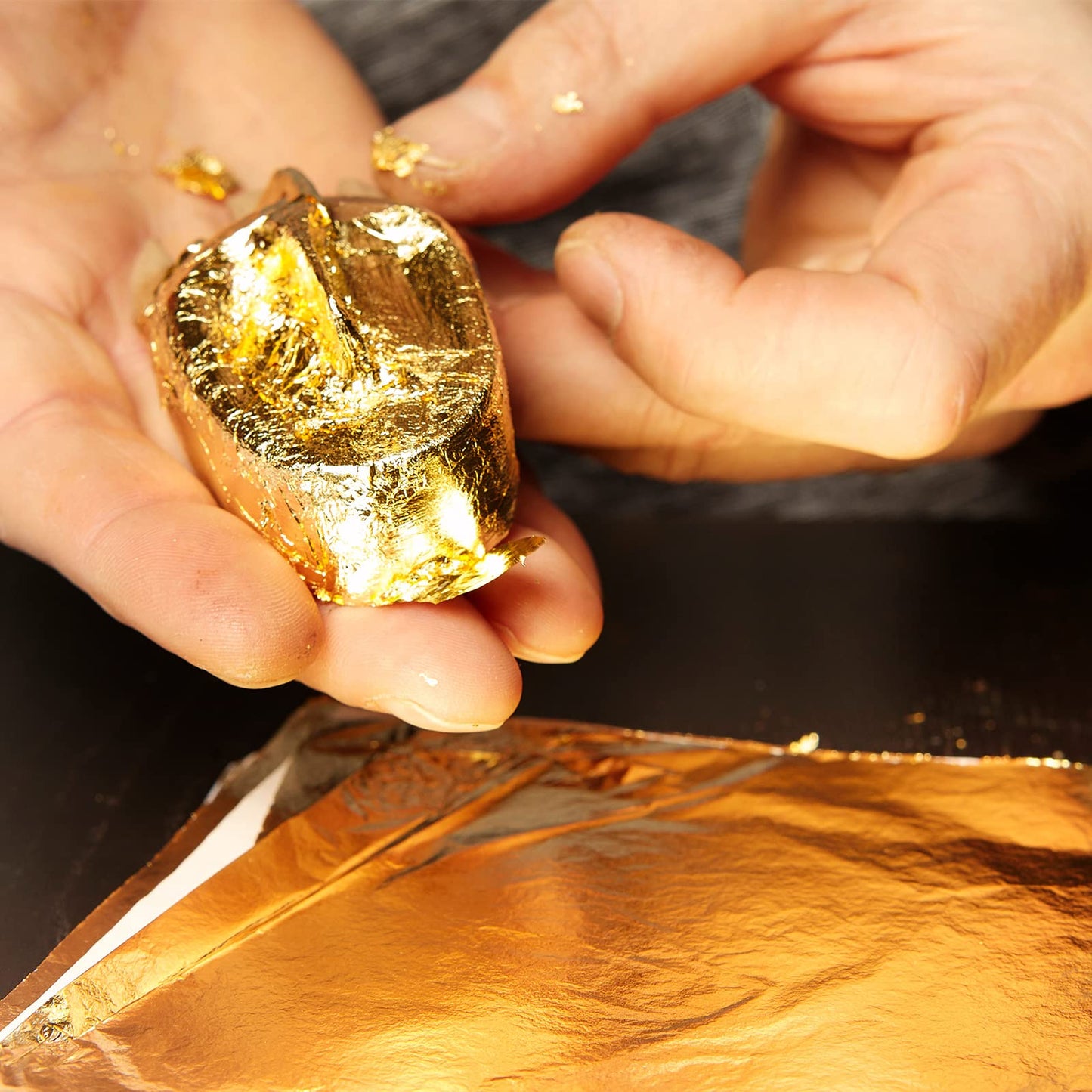 Harloon Imitation Gold Leaf for Art Imitation Gold Foil Sheets Square Foil Paper for DIY Gilding Painting Decoration Crafting Furniture, 5.51 x 5.51 Inches/ 14 x 14 cm (500 Sheets)