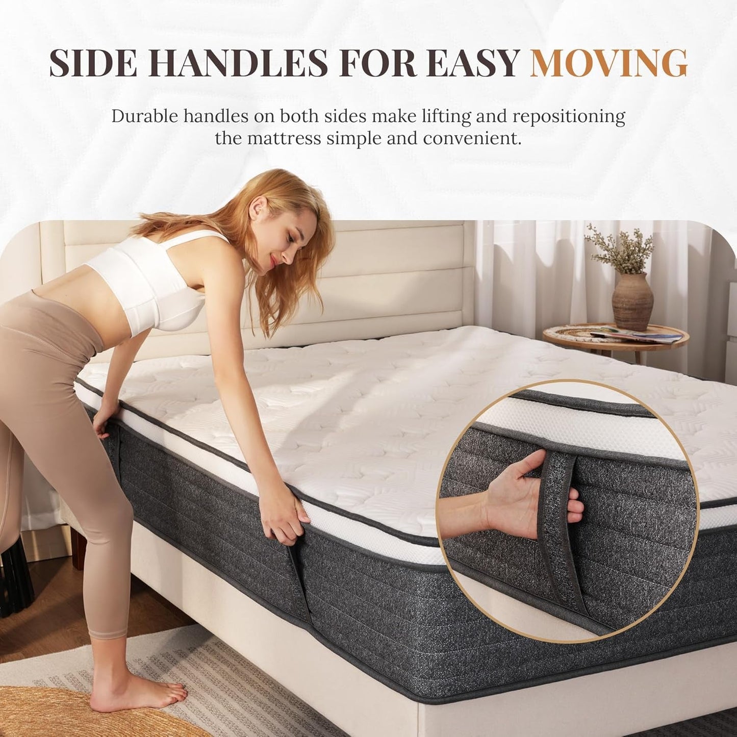 Queen Mattress, 12 Inch Queen Size Hybrid Mattresses in a Box, Medium Feel Foam and Individual Pocket Springs, Fiberglass Free Bed Mattress, Extra Edge Support, Pressure Relief, Certipur-Us