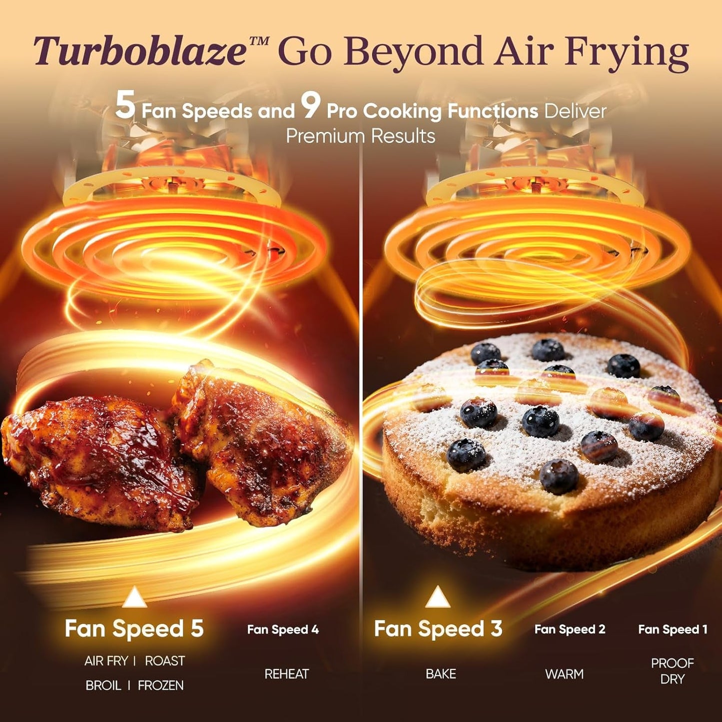 9-In-1 Turboblaze Air Fryer 6 Qt, Premium Ceramic Coating, 90°–450°F, Precise Heating for Even Results, Air Fry, Roast, Bake, Broil, Dry, Frozen, Proof, Reheat, Keep Warm, 120V, Dark Gray