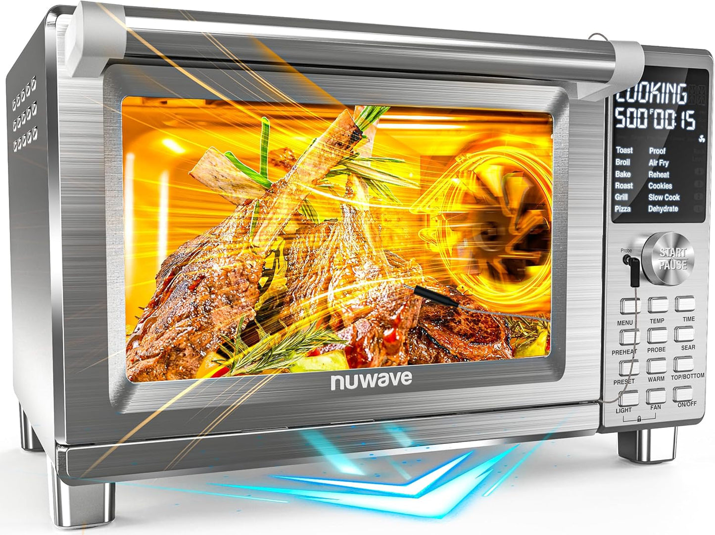 Bravo XL Pro Air Fryer Toaster Oven with Grill Combo, 2025 New Ultra-Fast Convection System, 35% Crispier, 2X More Even, 142 Presets, 50-500F, Smarter Probe, PFAS Free, 30QT, Stainless Steel