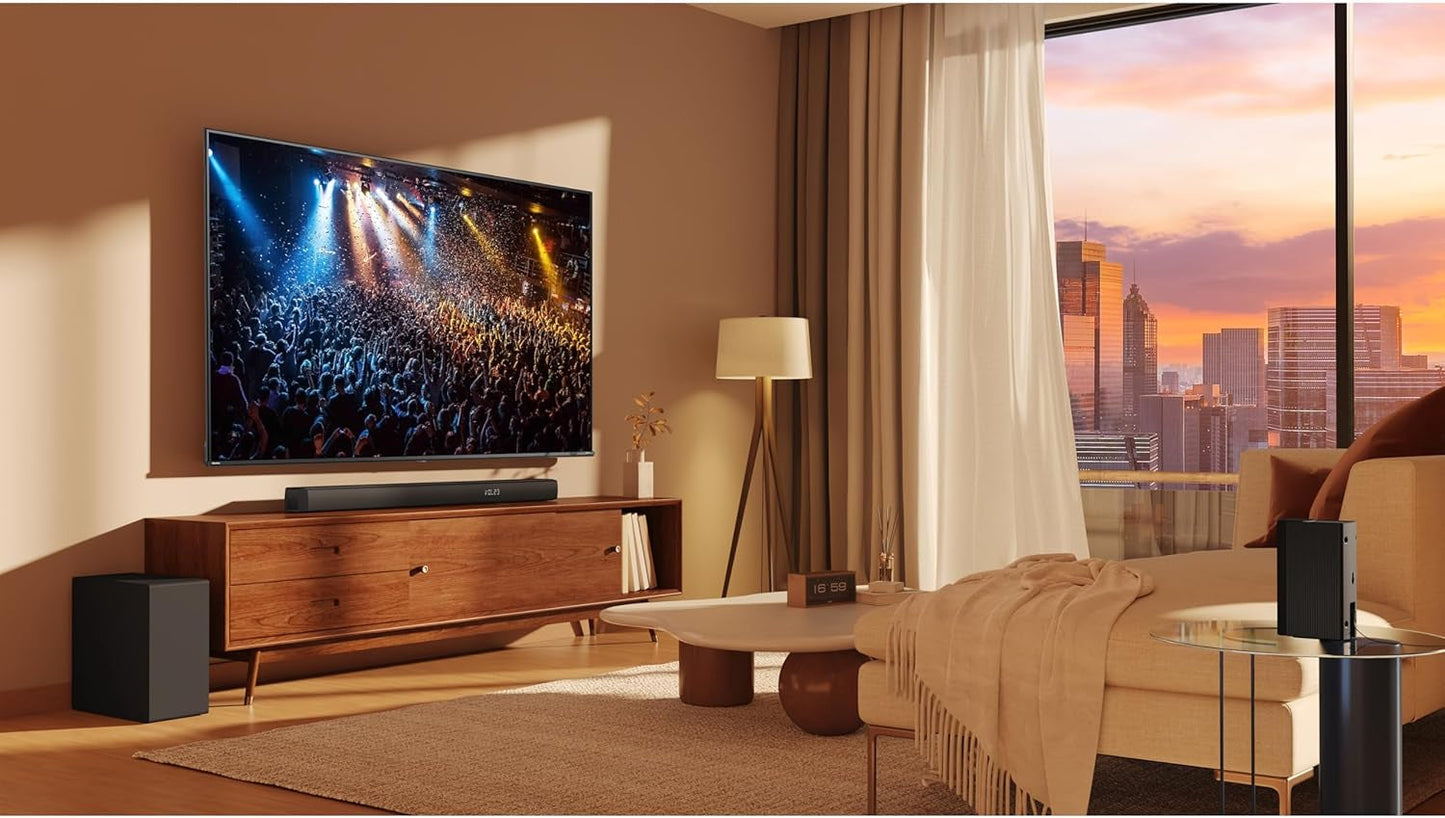HS5100 5.1Ch Sound Bar with Wireless Subwoofer, 540W, Dolby Digital Plus, Bluetooth 5.3, Ezplay, Roku TV Ready, DTS: X, Hdmi/Aux/Arc/Optical/Usb (HS5100, 2024 Model)