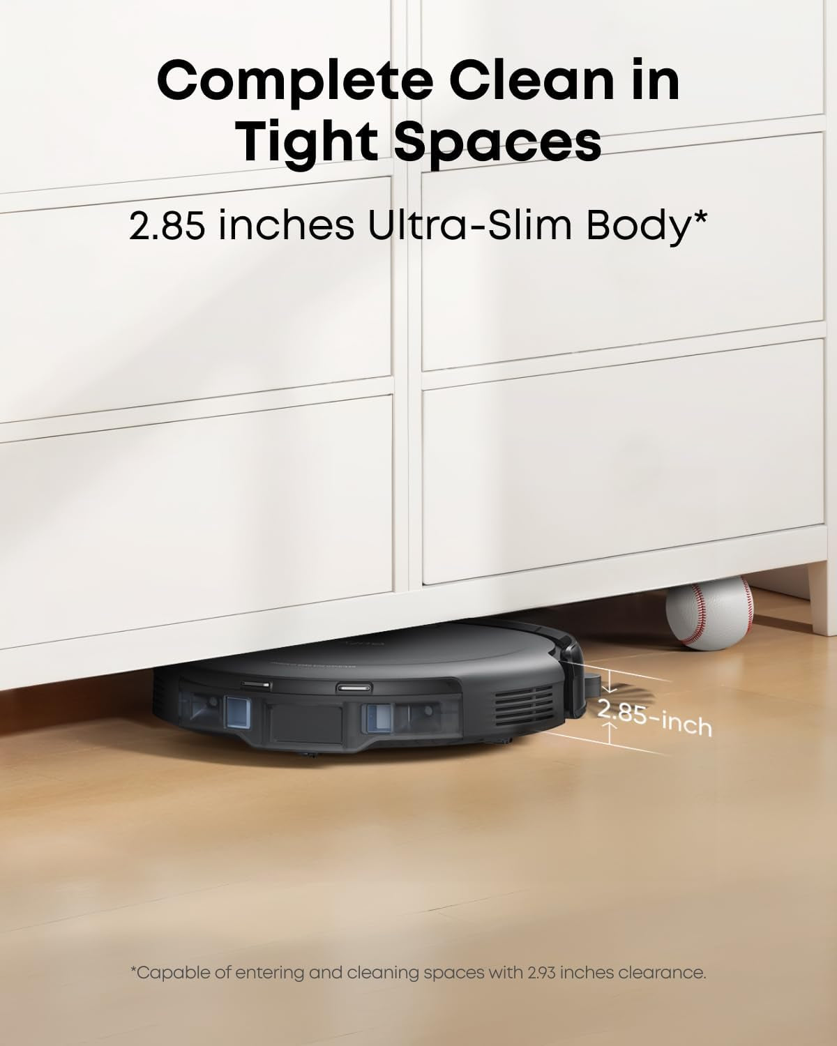 C10 Robot Vacuum Self Emptying, 8 Weeks Hands Free, Advanced Smart Mapping with Lidar Navigation, 2.85-Inch Slim Design, Powerful Suction, Edge Expansion Brush for Pet Hair, Carpet Detection