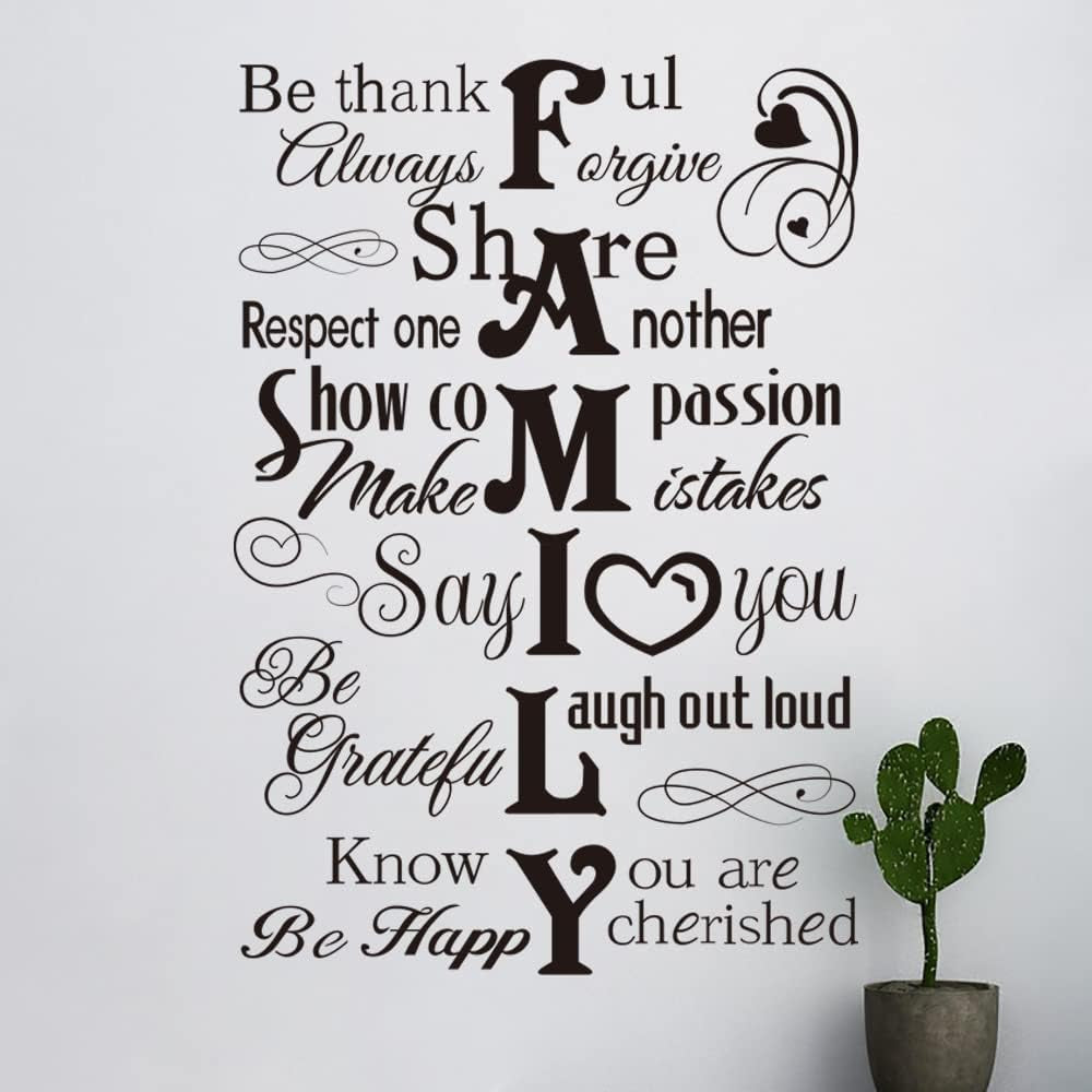 Family Saying Wall Art Stickers Inspirational Quotes Wall Decals Living Room Bedroom Home Decor