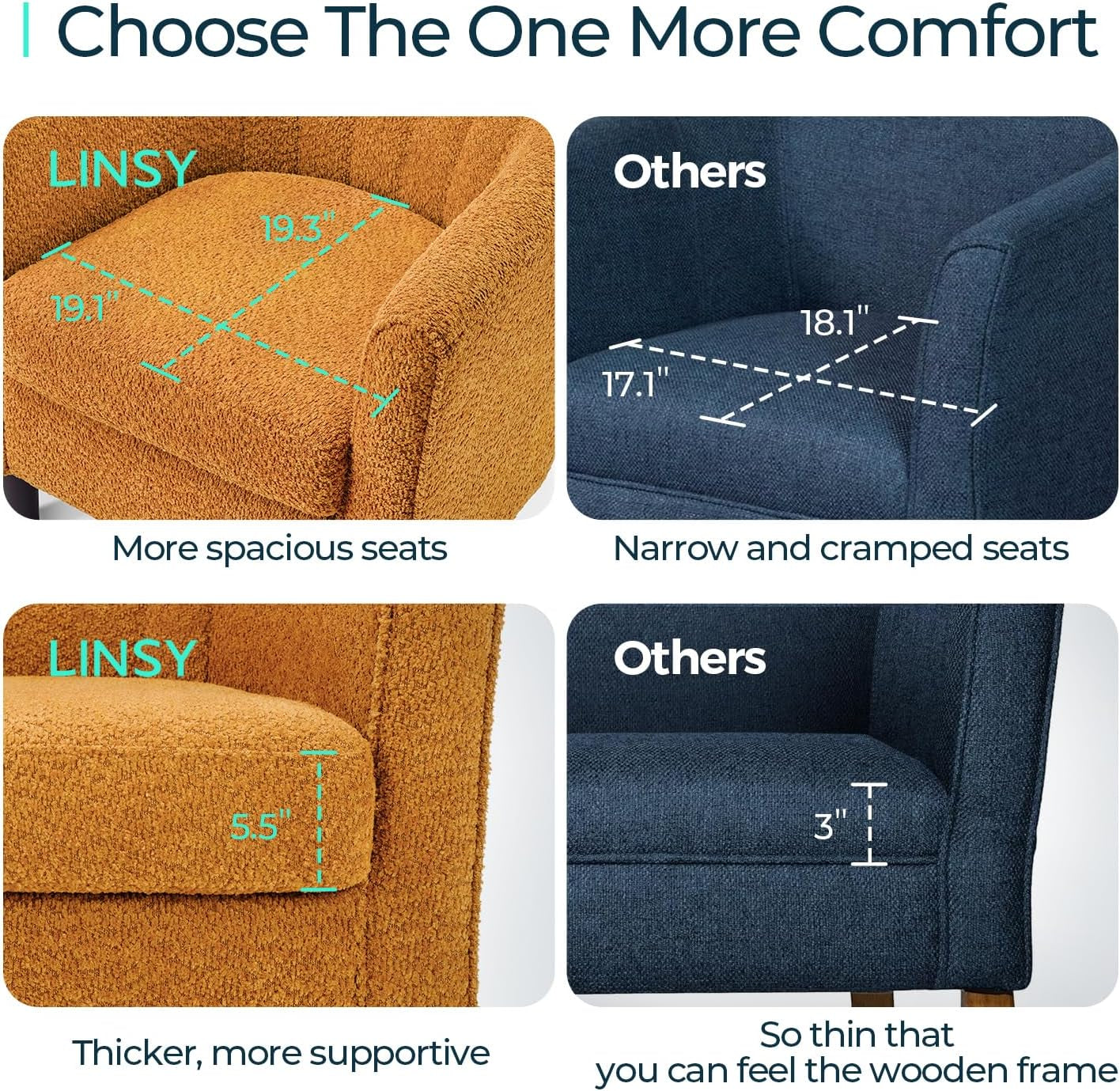 Accent Chair with Ottoman, Chenille Barrel Chair with Footstool, Modern Upholstered Armchair for Living Room Bedroom Waiting Room Office, Orange