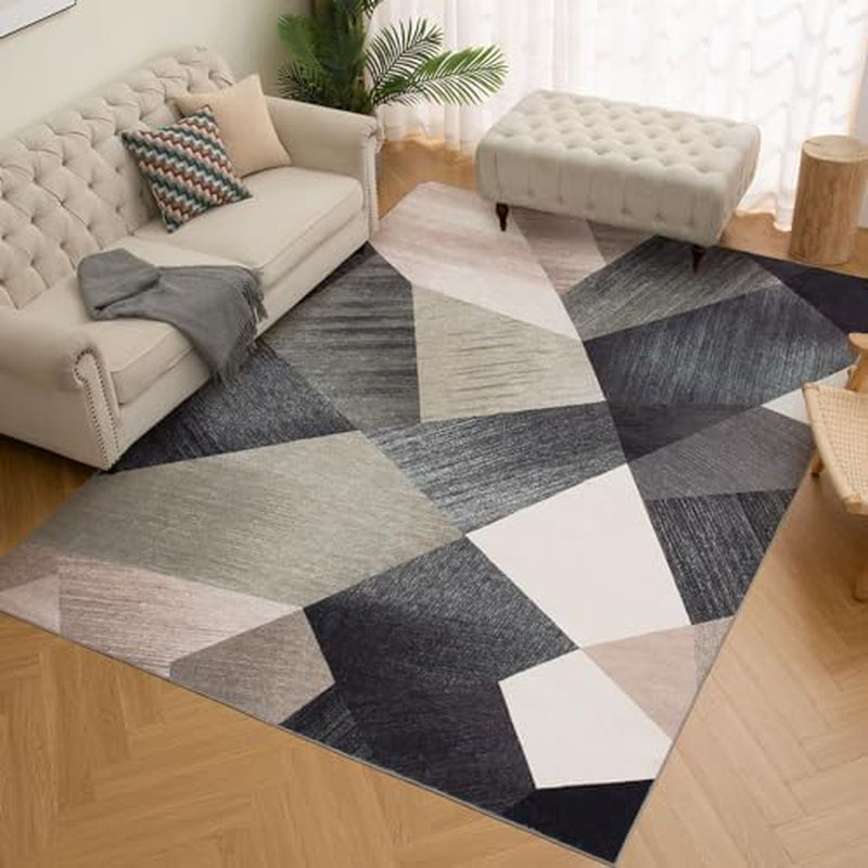 Washable Modern Area Rug - Geometric Style 9X12 Rugs for Living Room, Bedroom, Machine Washable Rug Soft Non Slip Non Shedding Area Rug - Green, 9'X12'