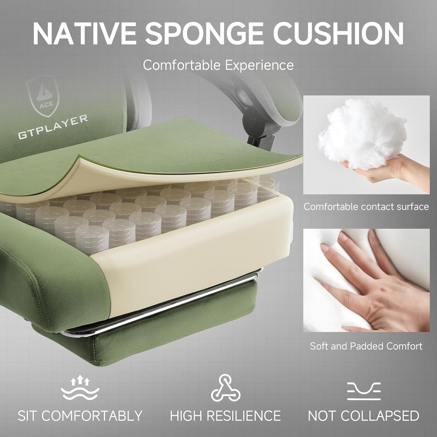 Office Chair, Gaming Computer Desk Fabric Chair with Footrest, High Back Ergonomic Office Chair with Pocket Spring Lumbar Support and Linkage Armrests Adjustable Height Swivel for Home Task