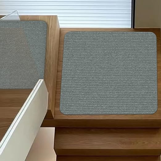 Stair Treads for Wooden Steps, Non-Slip Stair Runner Indoor Outdoor Stair Tread Mats Covers Pads, 31" x 31"Matching Staircase Step Runner for for Elders, Kids and Dogs (31" X 31", Light Grey)