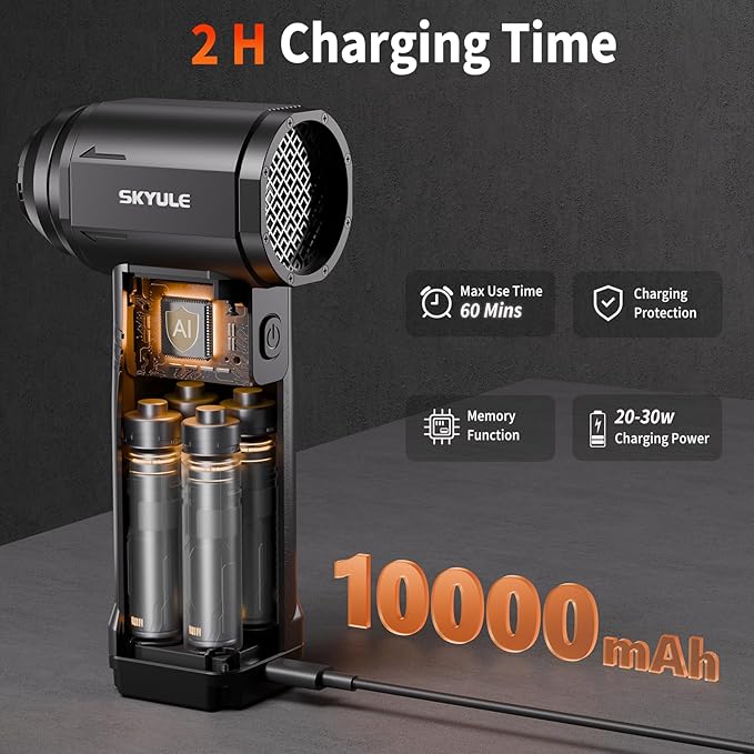 Compressed Air Duster-560g Super Power Airflow Electric Air Duster,10000mAh Rechargeable Cordless Mini Blower with LED Display,10-Gear Adjustable Electric Duster for Computer ,Car, Home, Outdoor
