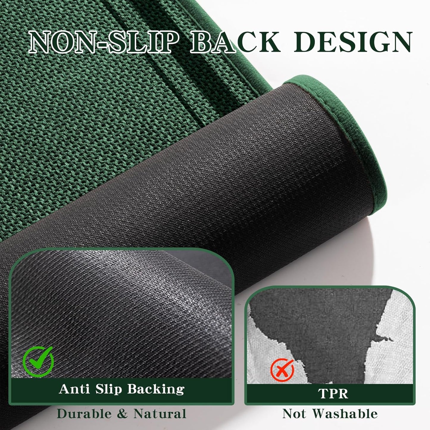 chakme Bathroom Rugs Mat U-Shaped 24x17, Ultra Thin Non Slip Bath Mat Small Quick Dry Absorbent Bath Mat for Bathroom Floor, (Dark Green, U-24"x17")