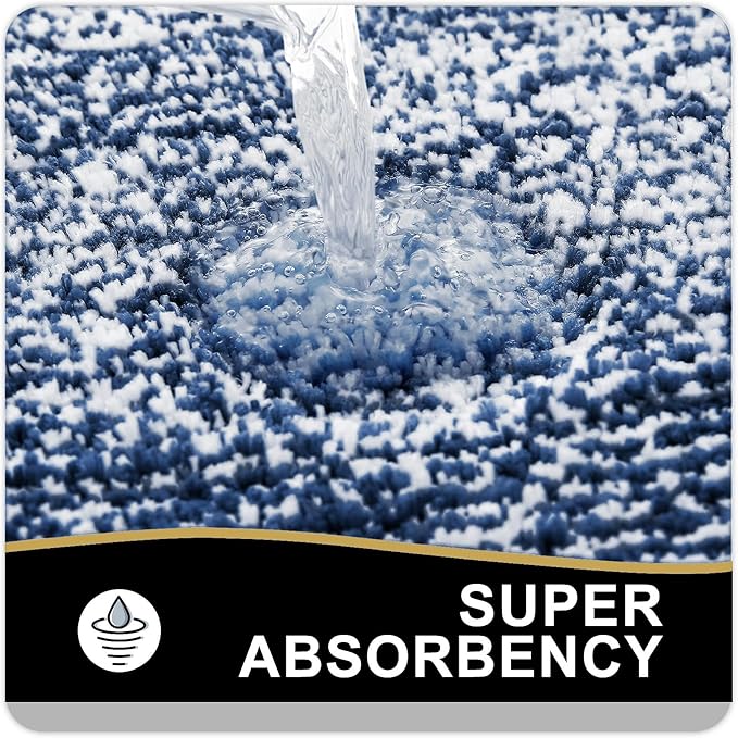 OLANLY Bathroom Rugs 70x24, Extra Soft and Absorbent Microfiber Bath Mat, Non-Slip, Machine Washable, Quick Dry Shaggy Bath Carpet, Suitable for Bathroom Floor, Tub, Shower (Long, Navy)