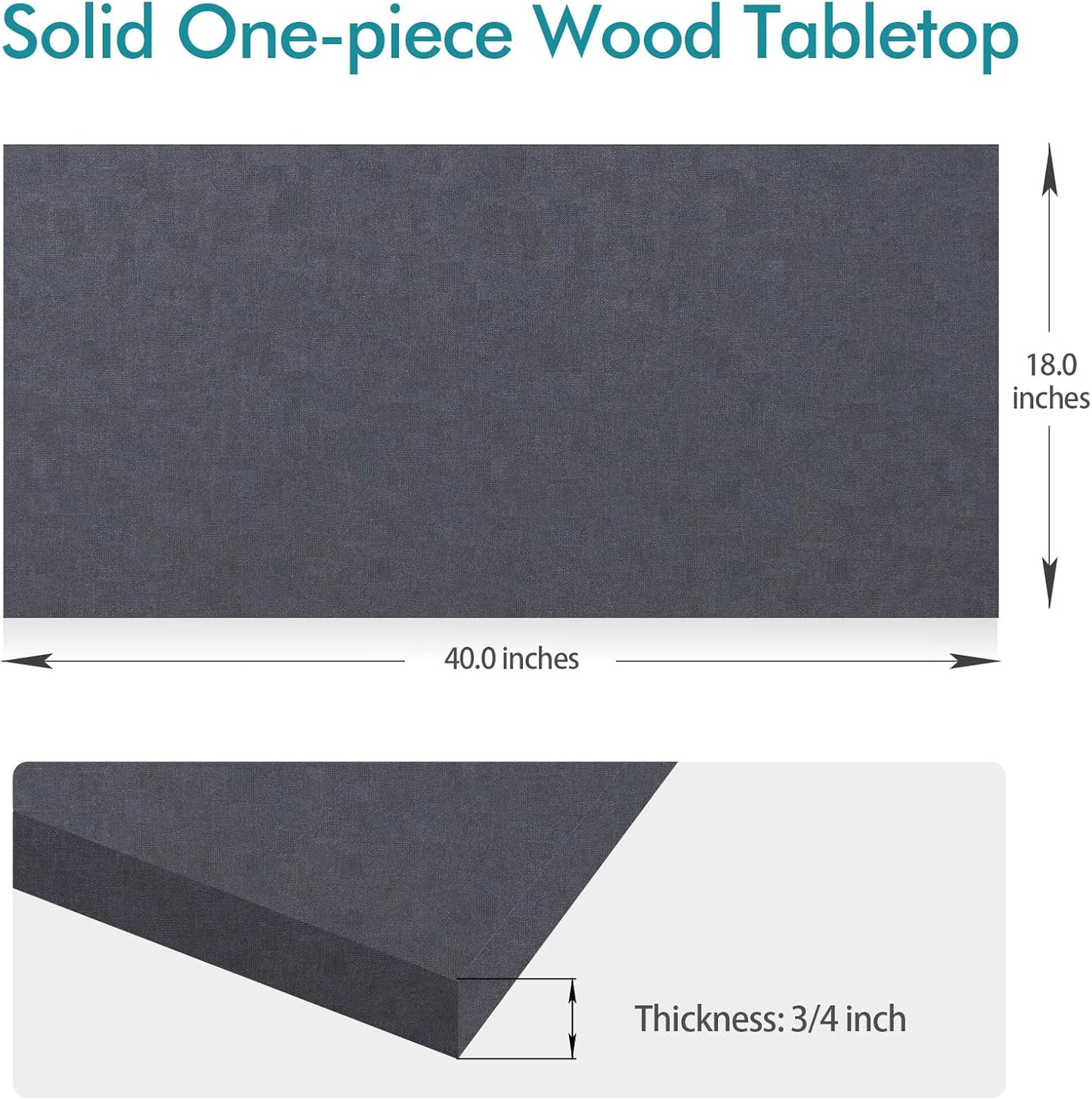 Kaboon Universal Tabletop 40"x18", Solid One-Piece Melamine Table Top, DIY, Home and Office Countertop, Fabric Blue
