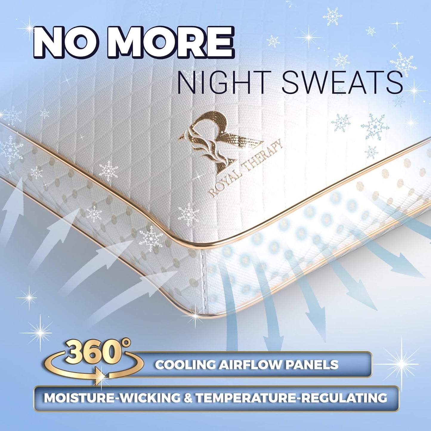 Royal Therapy Queen Memory Foam Pillows - Shredded Memory Foam Pillow for All Sleep Positions - Medium Firm Pillow with Adjustable Loft, Bamboo Rayon Cover, CertiPUR-US, Oeko-TEX Certified