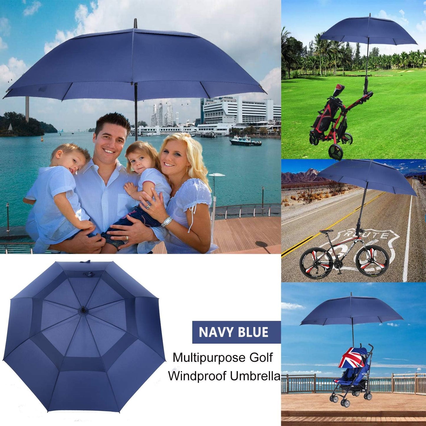 MRTLLOA Extra Large Golf Umbrella, 54/62/68/72 Inch Automatic Open, Oversize Double Canopy Vented Windproof Waterproof Sports Umbrellas for Rain