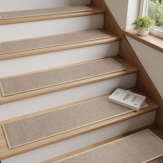 PADOOR Stair-Treads Non Slip 15PCS, Stair Treads for Wooden Steps Rubber Backing Indoor, Carpet Stair Treads Residue Free, Stair Runner Durable Stair-Carpet Treads for Kids and Dogs 8"x30" Beige