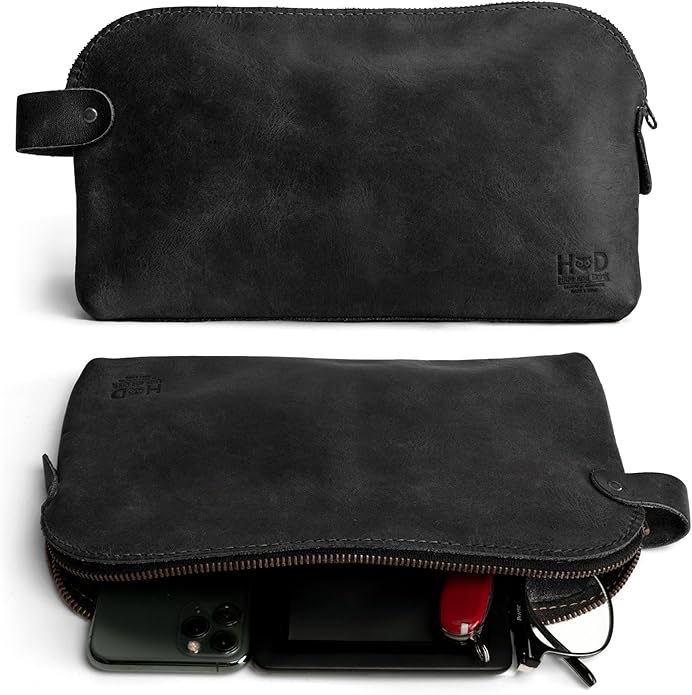 Hide & Drink, Large Rustic All Purpose Utility Bag for Cords & Chargers, Travel Bag, Multi-Purpose Bag, Full Grain Leather