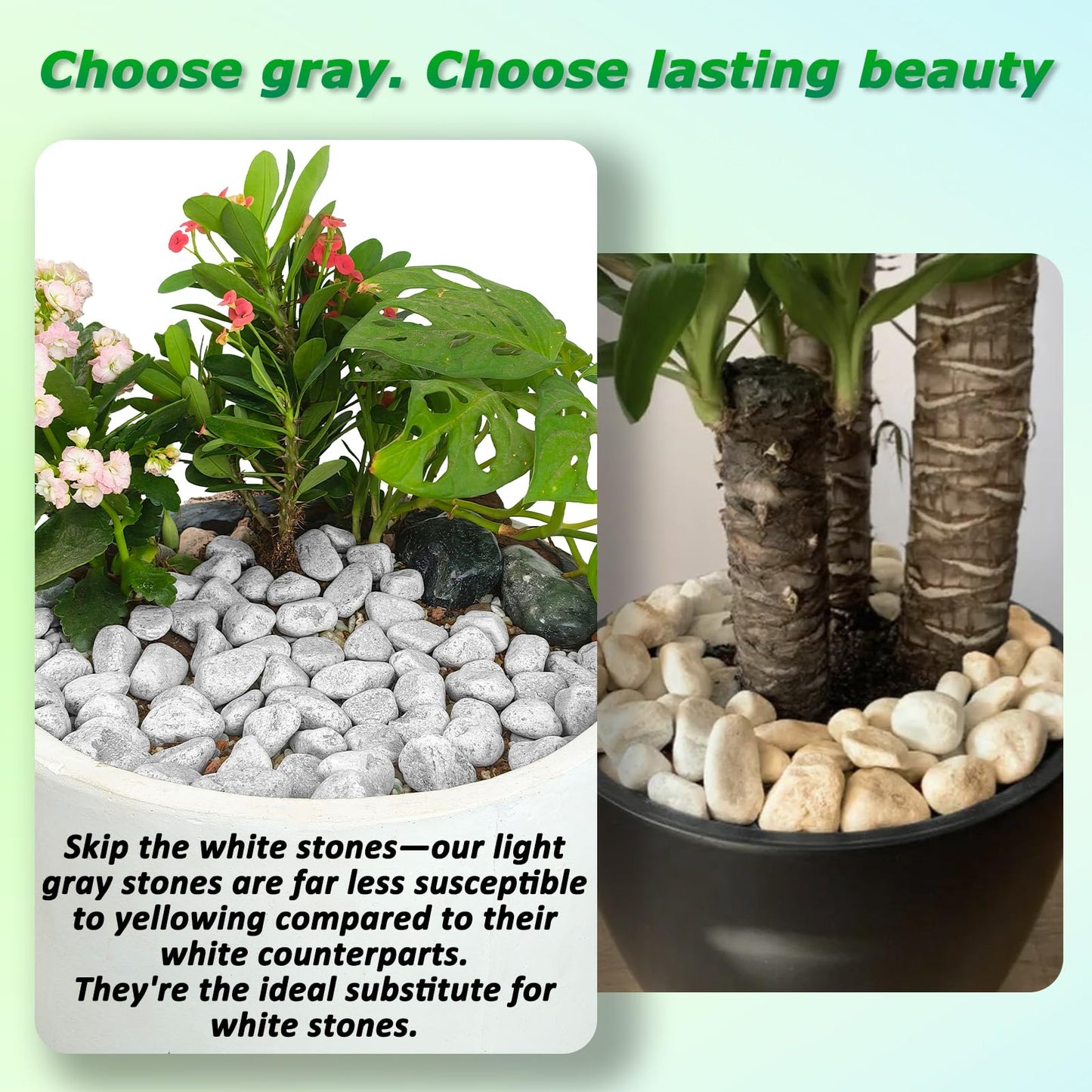 Mulctun 45LB Natural Grey Gravel, 0.8"-1.8" River Rocks,Decorative Pebbles for Indoor Outdoor Planters, Terrarium Rocks in Bulk,Aquarium Gravel for Pathways Backyard Walkways Landscaping Fish Tank