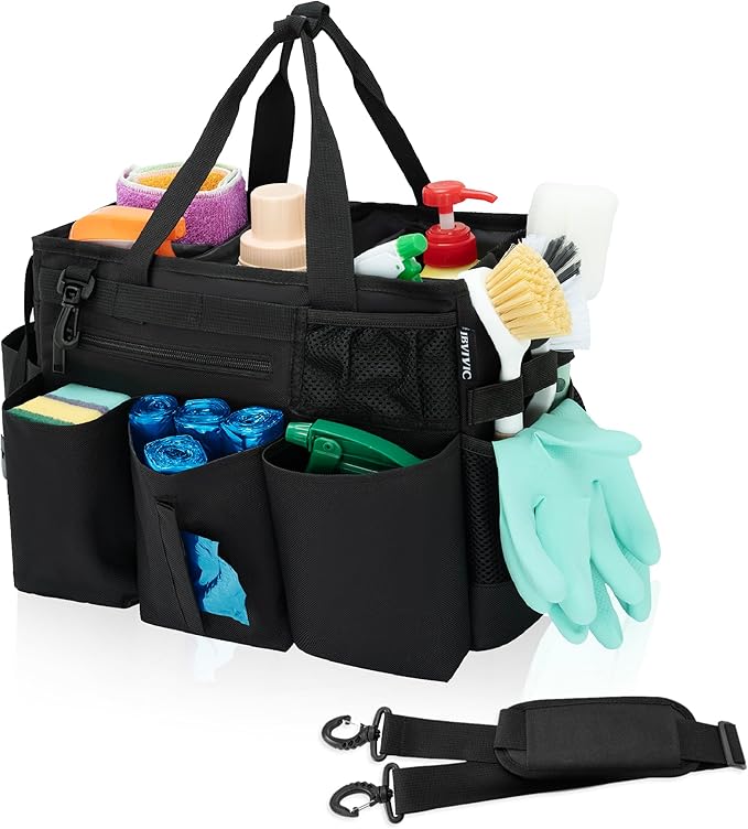 Wearable Cleaning Caddy Bag for Cleaning Supplies,Large Capacity Cleaning Organizer Tote Bag for Cleaners Housekeepers