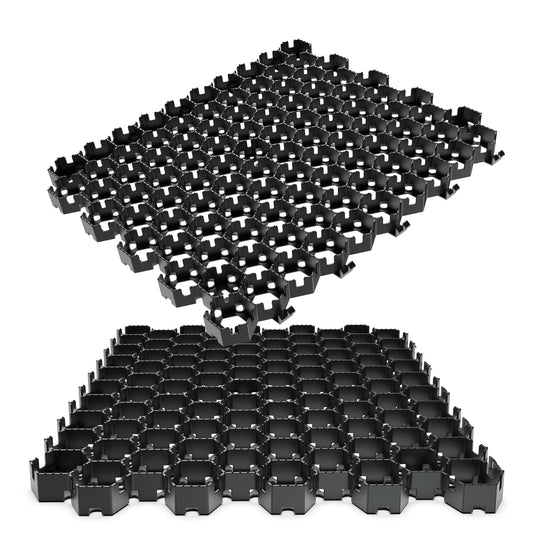 Vodaland Permeable HexPave System - Grass & Gravel Pavers - 100% Recycled PPE Plastic, Handles 27,000 lbs, 1" Depth, 65 s.f / 22 Units
