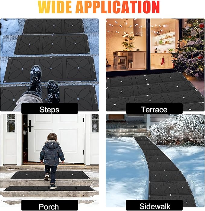 20" x 30" Heated Snow Melting Mat, 7mm Thickening Anti-Slip Rubber Snow and Ice Melting Mat, Electric Winter Heating Mat for Outdoor Steps,Stairs,Sidewalks,Walkways (Pack of 1)