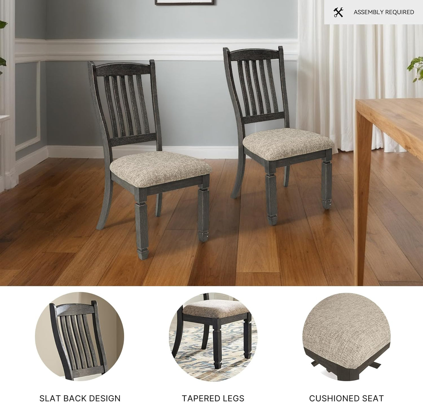Signature Design by Ashley Tyler Creek 20" Dining Room Upholstered Chair, 2 Count, Antique Black
