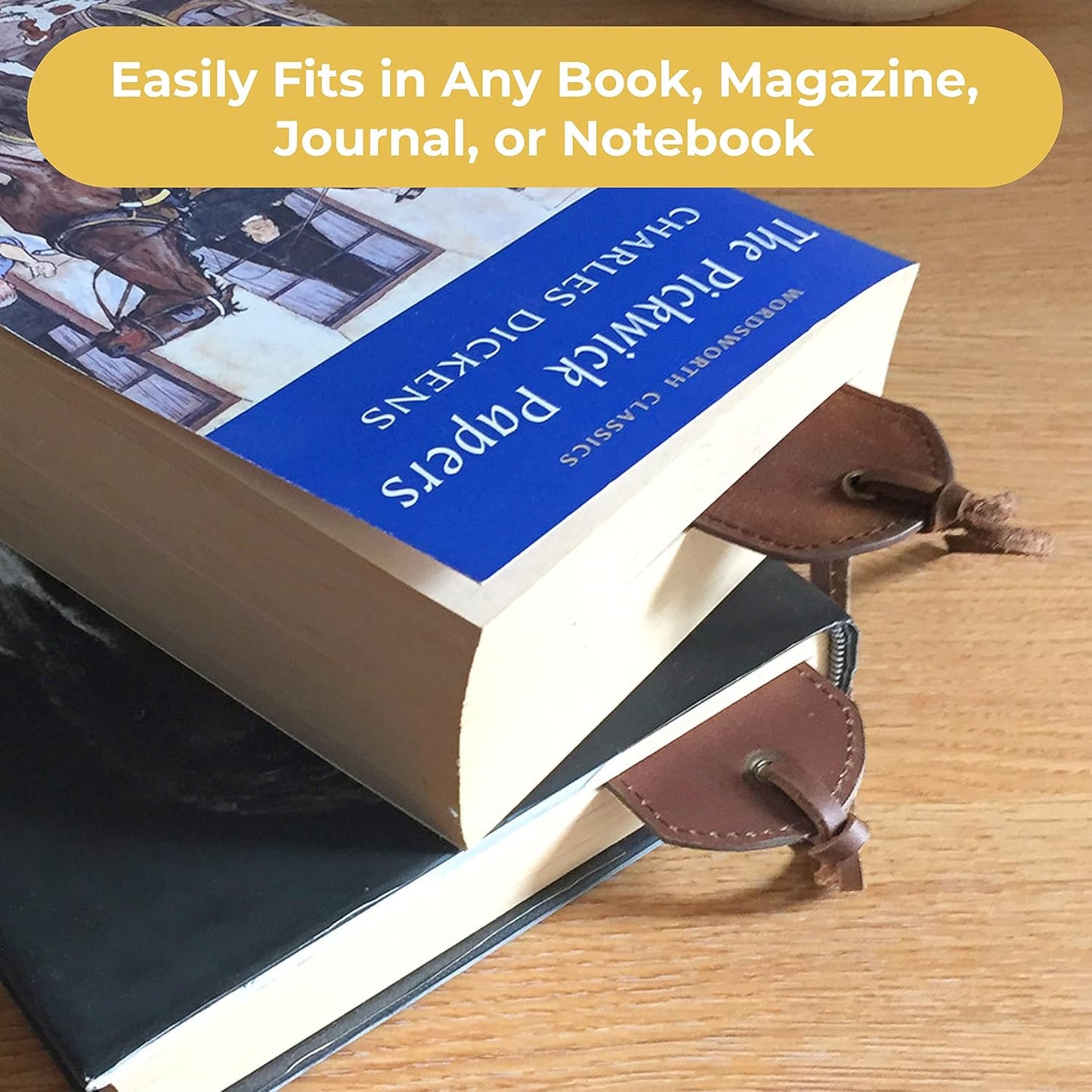 Leather Bookmarks for Men and Women | Quality Mens Bookmark with Music Notes | 2 Smooth Handmade Leather Book Markers for Men Women Book Lovers Readers (7x2) Leather Gift | Sovereign-Gear