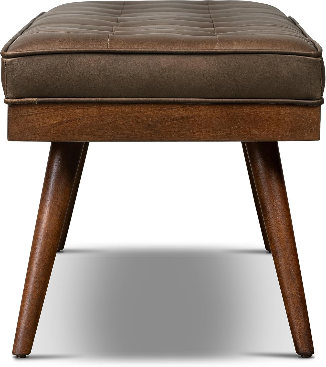 POLY & BARK Napa Luca Leather Bench in Cocoa Brown