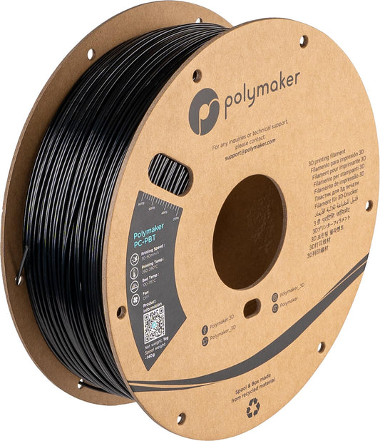 Polymaker Pc-Pbt Filament 1.75Mm, Black Polycarbonate Filament 1.75Mm Pbt Blend, 1Kg Cardboard Spool - Low Temperature Toughness