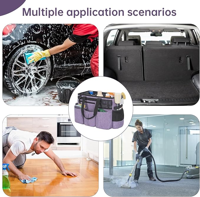 Wearable Cleaning Caddy Bag for Cleaning Supplies,Large Capacity Cleaning Organizer Purple