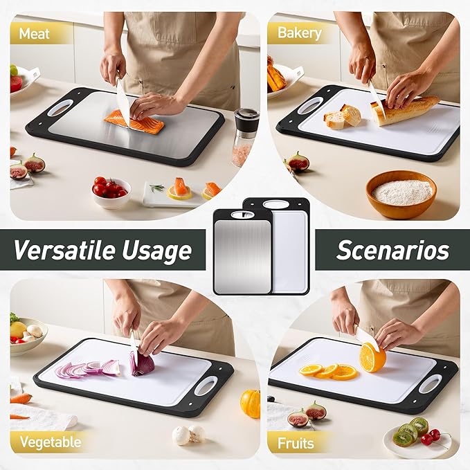 2 in 1 Stainless Steel Cutting Board with Handle 2 Packs Women Her Sister Aunt Wife Hustband Lady Auntie Titi Bestie Soul Happy Christmas Xmas Birthday Gifts Cool Unique Aesthetic 30 40 60 70 Year Old